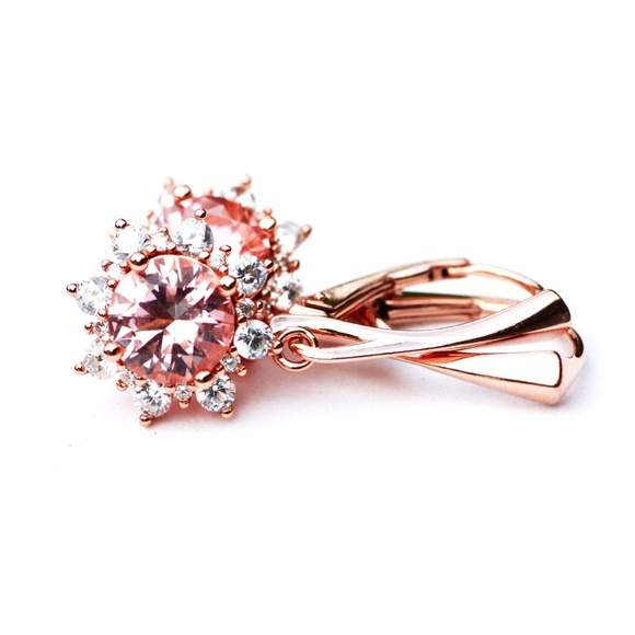 Pink Morganite Earrings Rose Gold , Handmade , Alternate May Birthstone - Picture 8 of 8